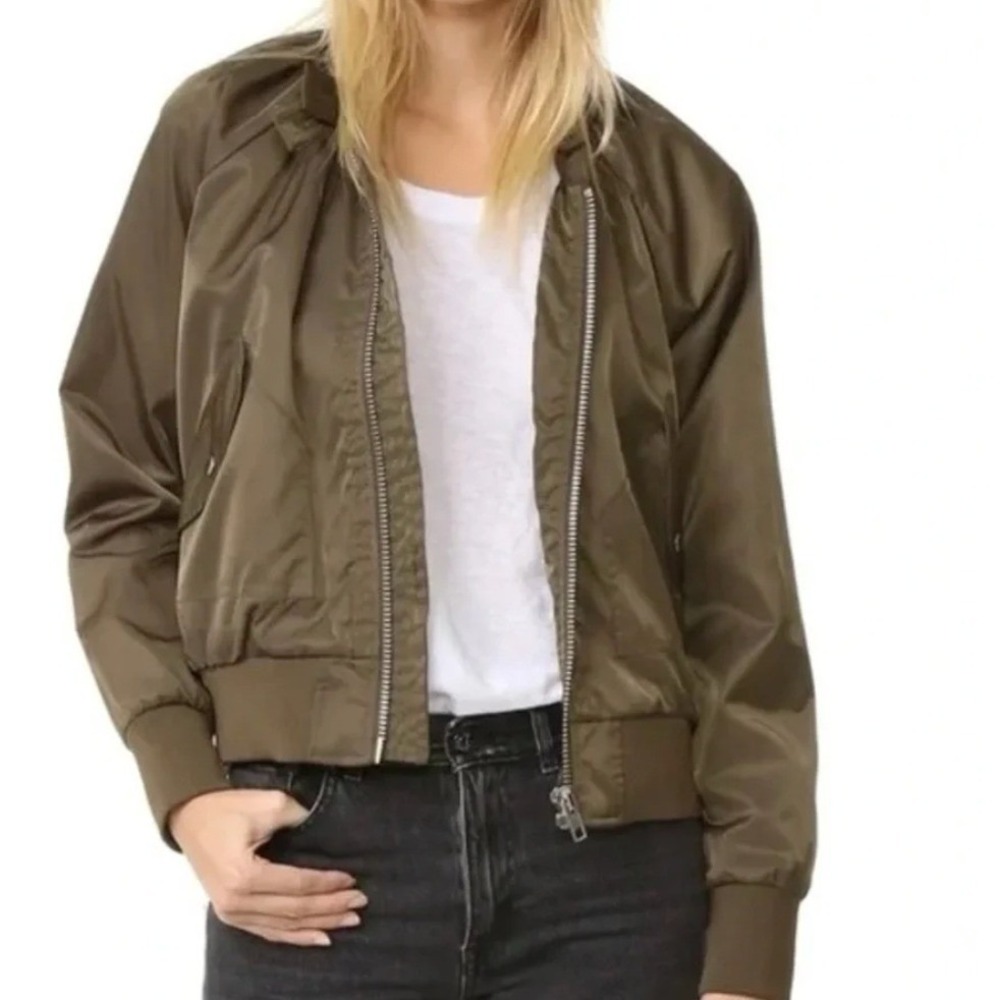 Free People Midnight Bomber Jacket Small Green - Picture 4 of 8
